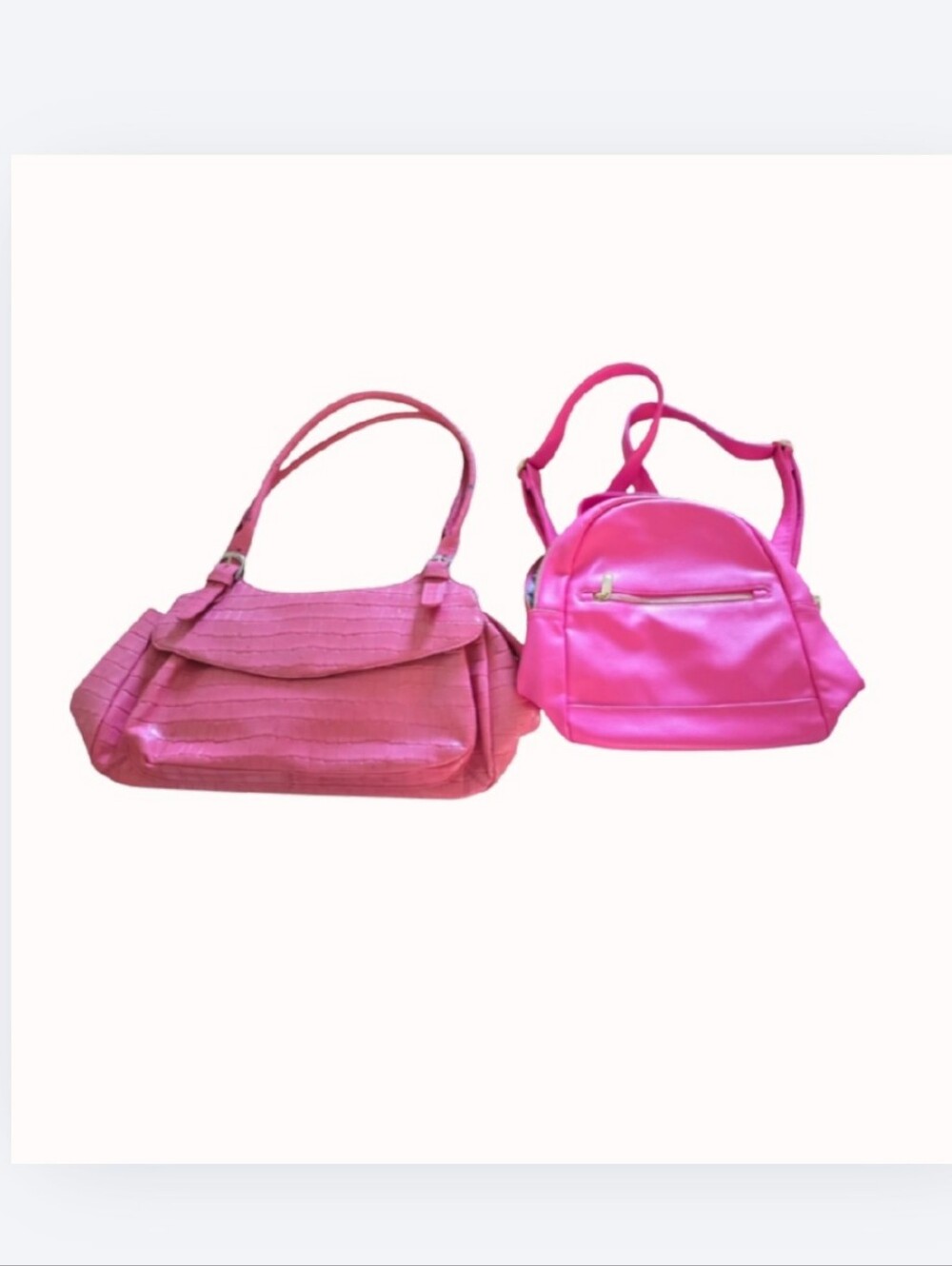 MAXX NY Embossed Croc Leather & Wild Fable Mini Backpack Faux Leather Hot Pink